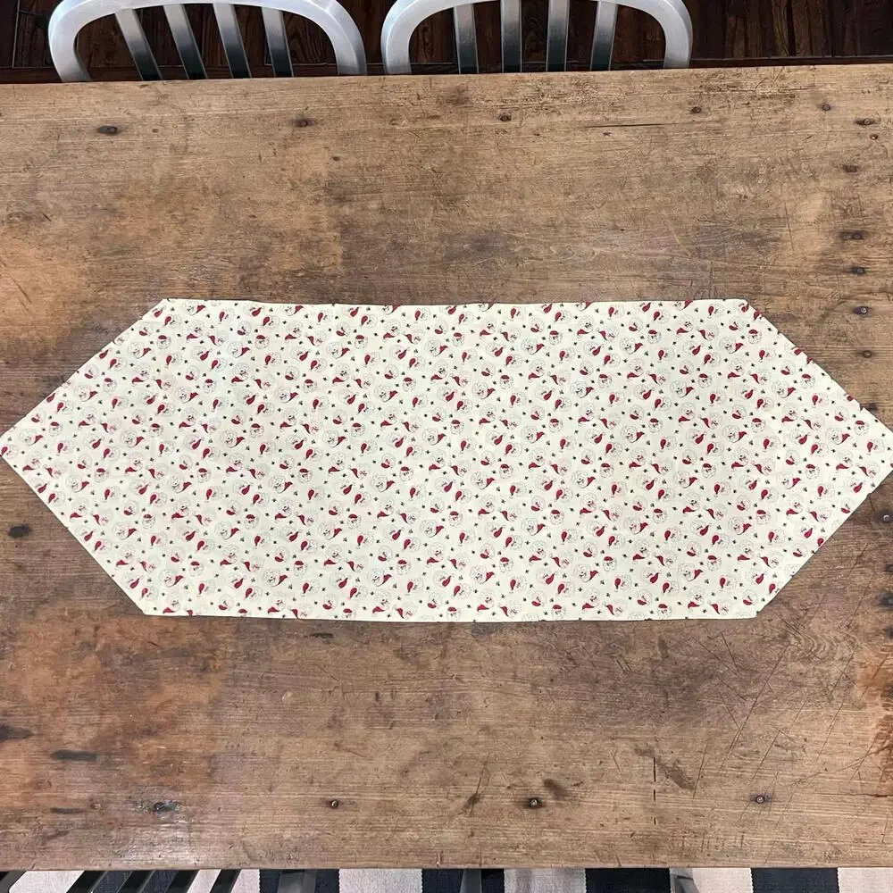 Vintage Handmade Christmas Santa Table Runner 40.5 in